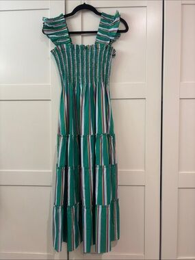 NWT Hill House Green Sunset Stripe Ellie Nap Dress, S
